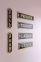 British Pub Black and Brass Raised-Letter Door Sign — alternate view, G Decor
