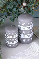 Nordhavn Grey Reindeer Pillar Candle — alternate view, G Decor