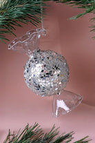 Silver Confetti Hand-Finished Glass Candy Christmas Bauble — view 5, G Decor