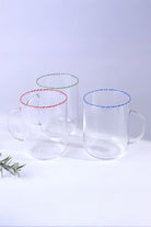 Twist Rim Glassware Tea and Coffee Mugs in Red Blue and Green — alternate view, G Decor