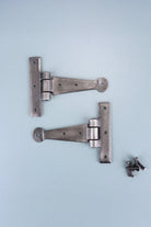 4″ or 6″ Pair of Hand-Forged Coinbase T Hinges in Pewter Finish — alternate view, G Decor