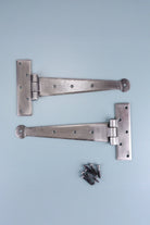 9″ or 12″ Pair of Hand-Forged Coinbase T Hinges in Pewter Finish — alternate view, G Decor