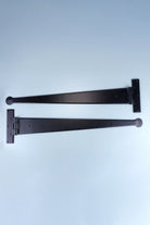 24″ Pair of Hand-Forged Coinbase T Hinges in Black Finish — G Decor
