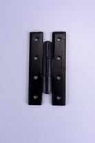 Pair of Hand-Forged Iron H Hinges, Black — view 5, G Decor