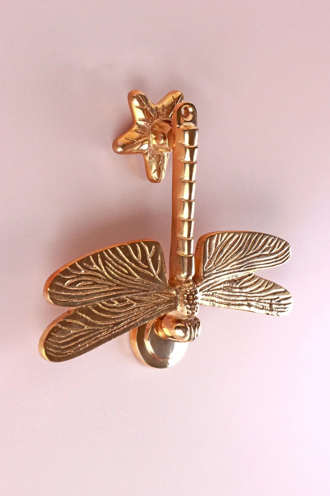 Dragonfly Polished Brass Door Knocker — view 5, G Decor