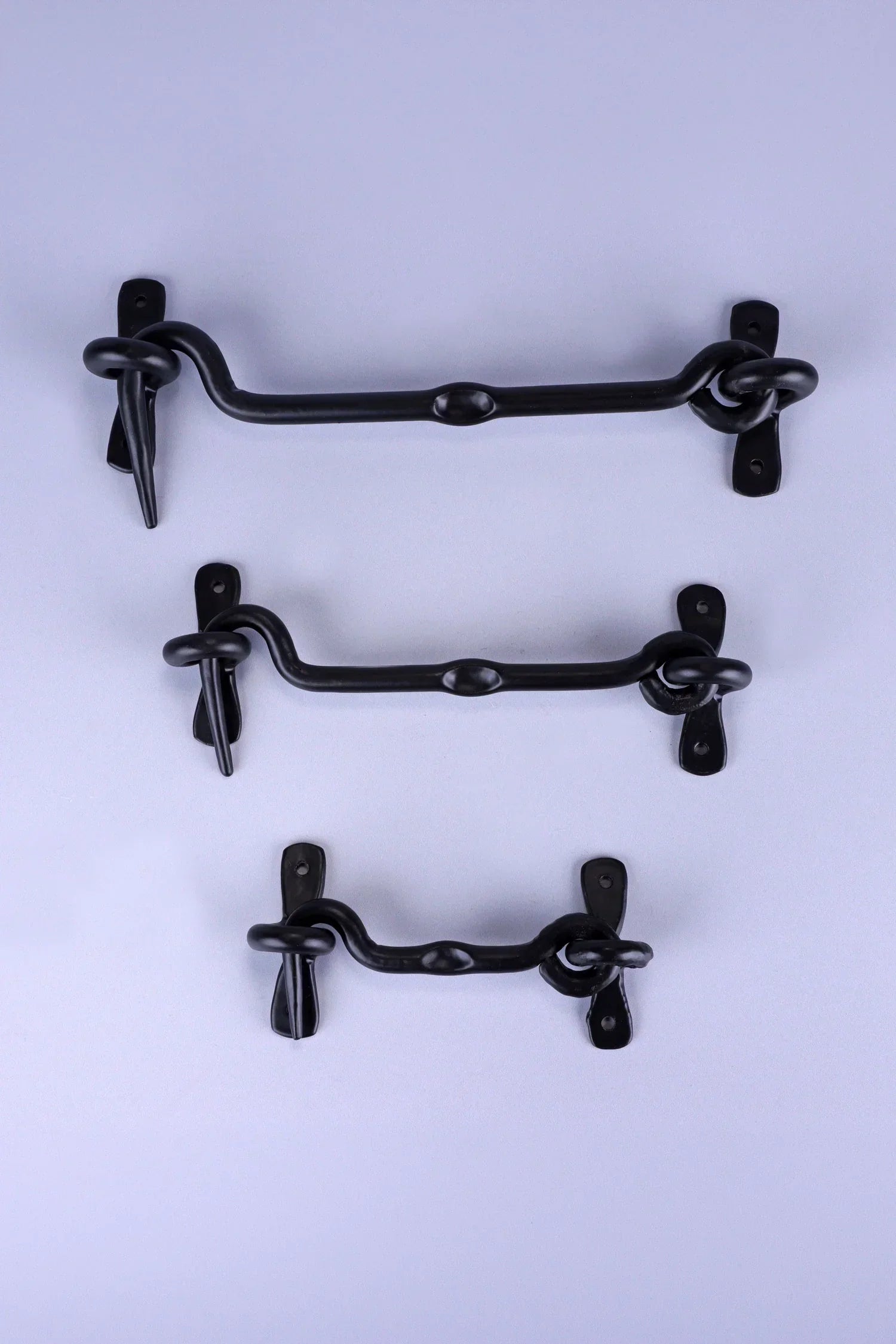 Hand-Forged Hook and Eye Cabin Fastener, Black — close-up view, G Decor
