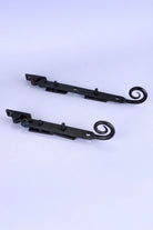 Hand-Forged Monkey Tail Window Stay, Beeswax — close-up view, G Decor