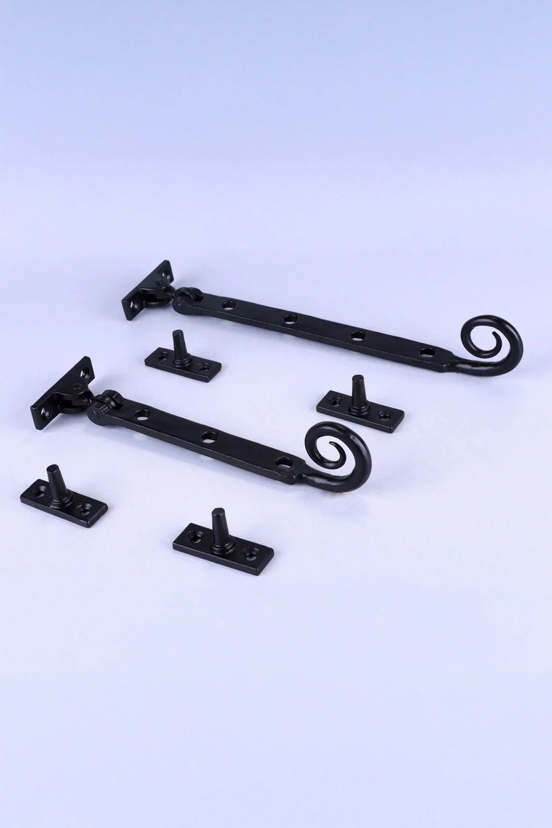 Hand-Forged Monkey Tail Adjustable Window Stay in Black Finish