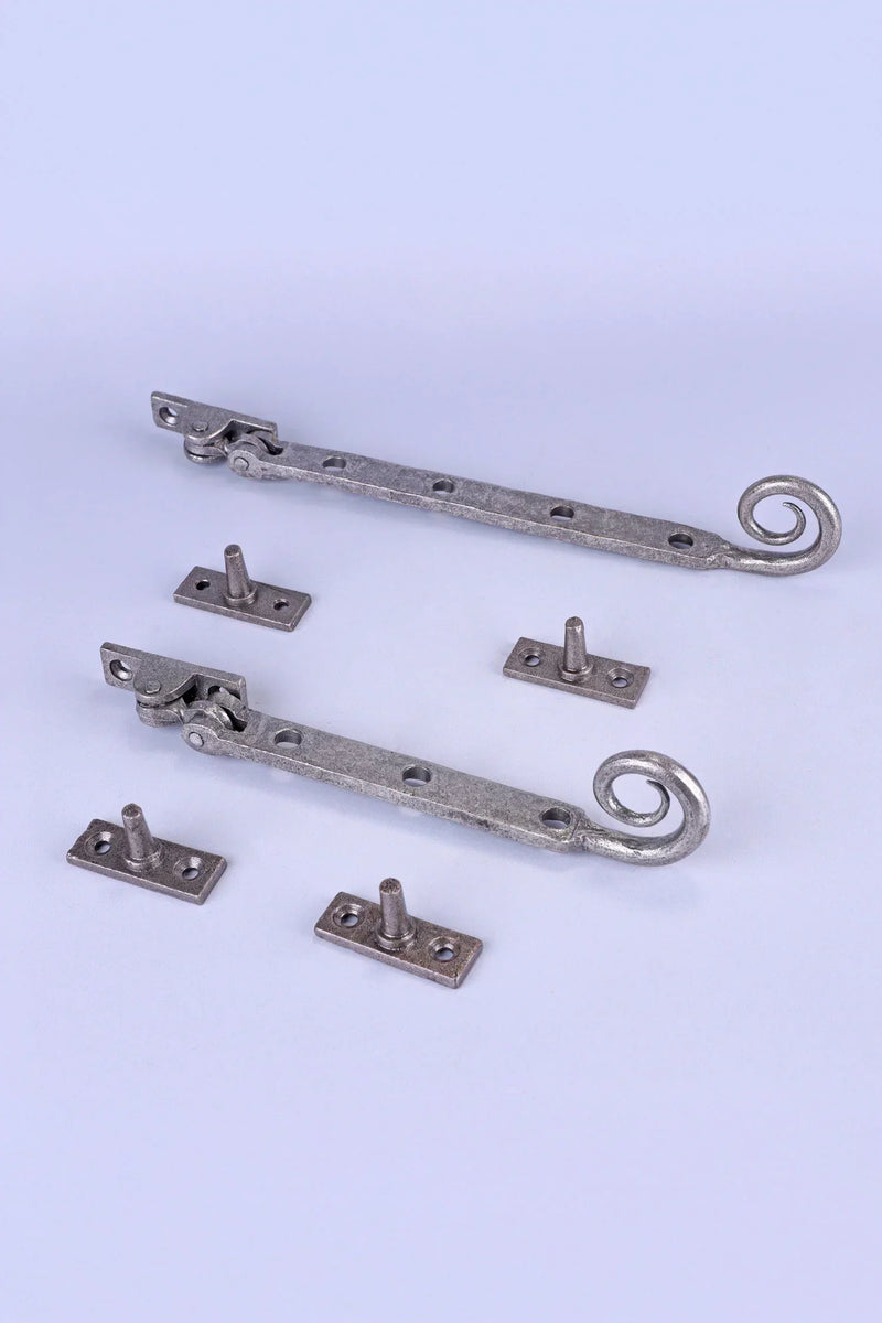 Hand-Forged Monkey Tail Adjustable Window Stay in Pewter Finish