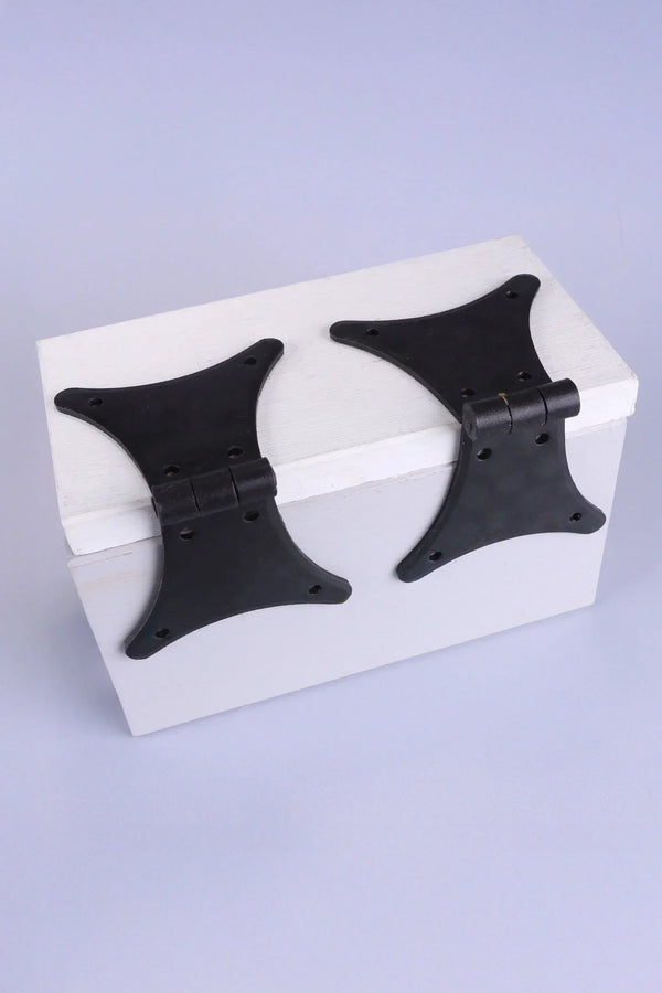 Pair of Hand-Forged Iron Butterfly Hinges in Beeswax Finish