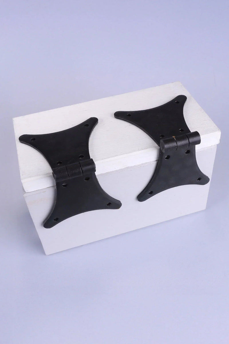 Pair of Hand-Forged Iron Butterfly Hinges in Beeswax Finish