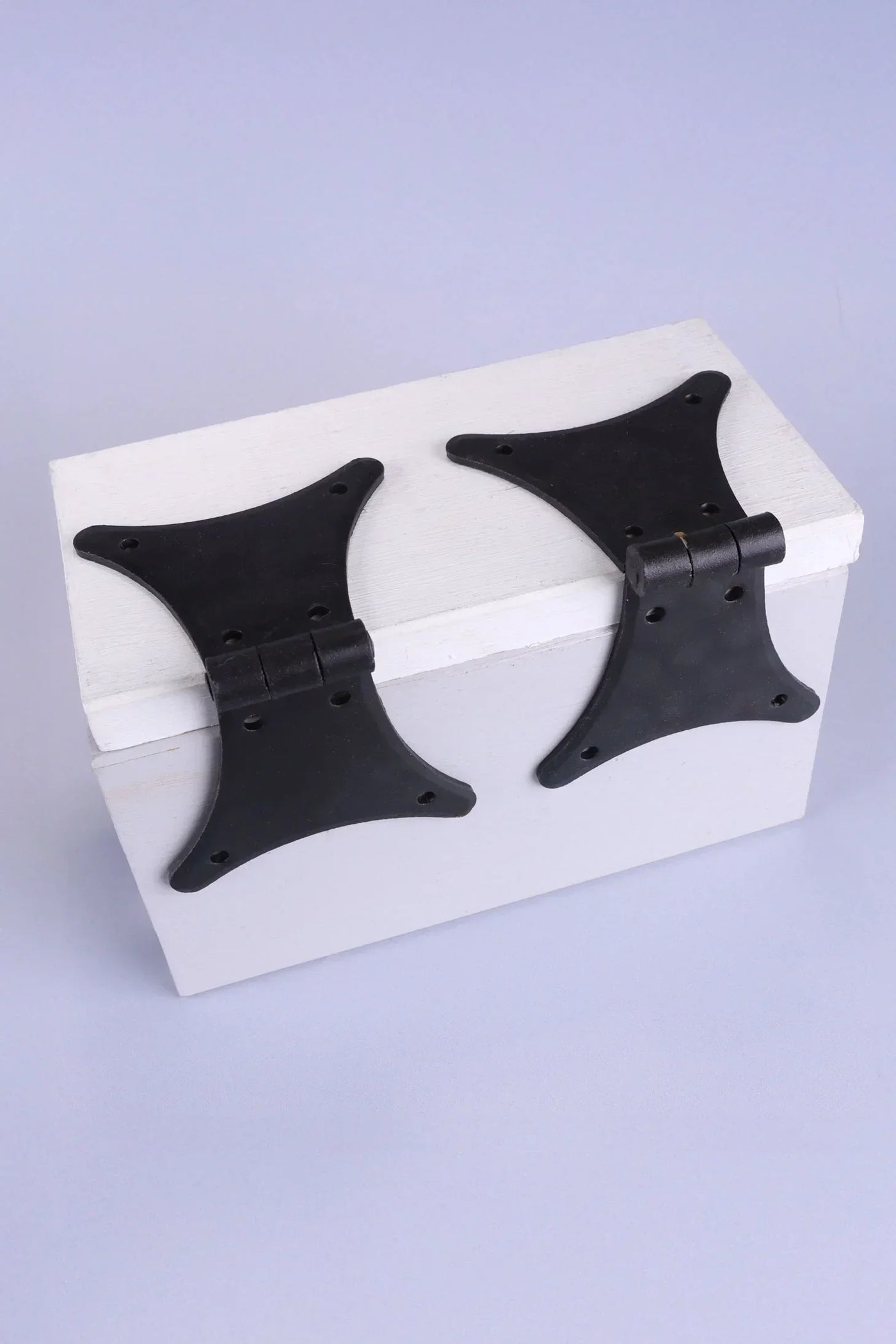 Pair of Hand-Forged Iron Butterfly Hinges in Beeswax Finish