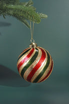Large Hand-Painted Traditional Twist Glass Christmas Bauble — alternate view, G Decor