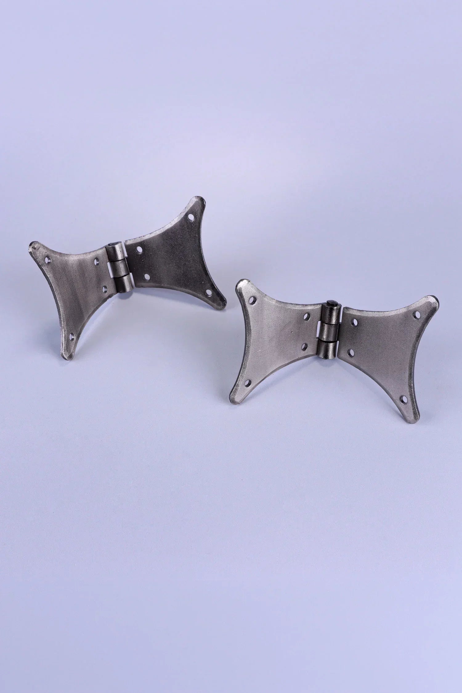 Pair of Hand-Forged Iron Butterfly Hinges, Pewter — view 6, G Decor