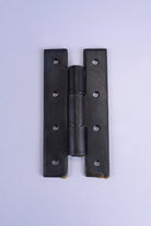 Pair of Hand-Forged Iron H Hinges, Beeswax — close-up view, G Decor