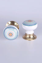 Positive Energy Aura Porcelain Mortice Door Knobs with Brass Base — view 5, G Decor