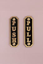 British Pub Black and Brass Raised-Letter Door Sign — close-up view, G Decor