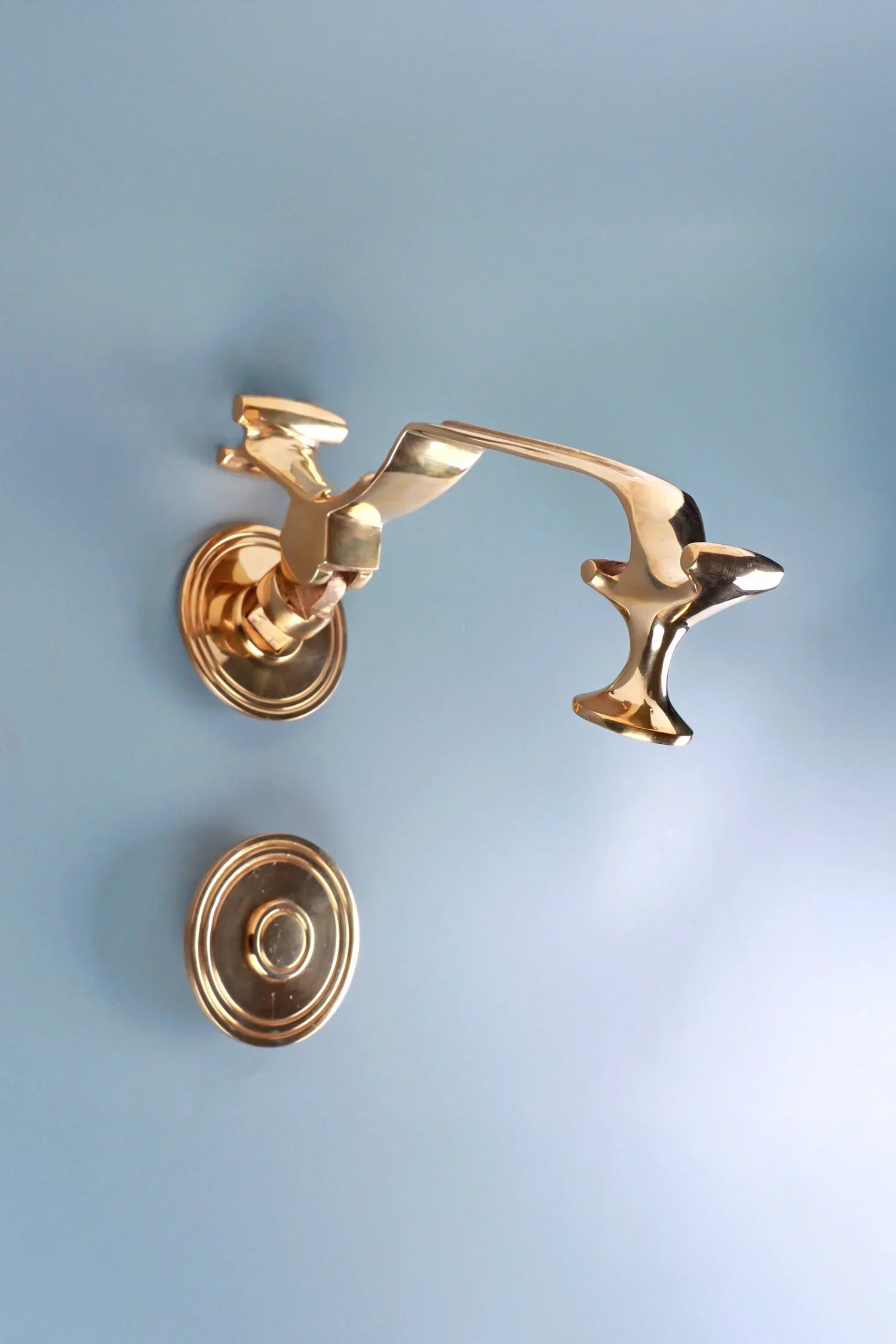 Windsor Polished Brass Door Knocker — close-up view, G Decor