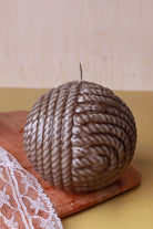 Grande Ripple Sphere Wool Candle Textured Wax Sculpture — view 5, G Decor