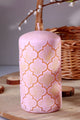 Pink luxury candle with gold geometric pattern from G Decor, decorative homeware display