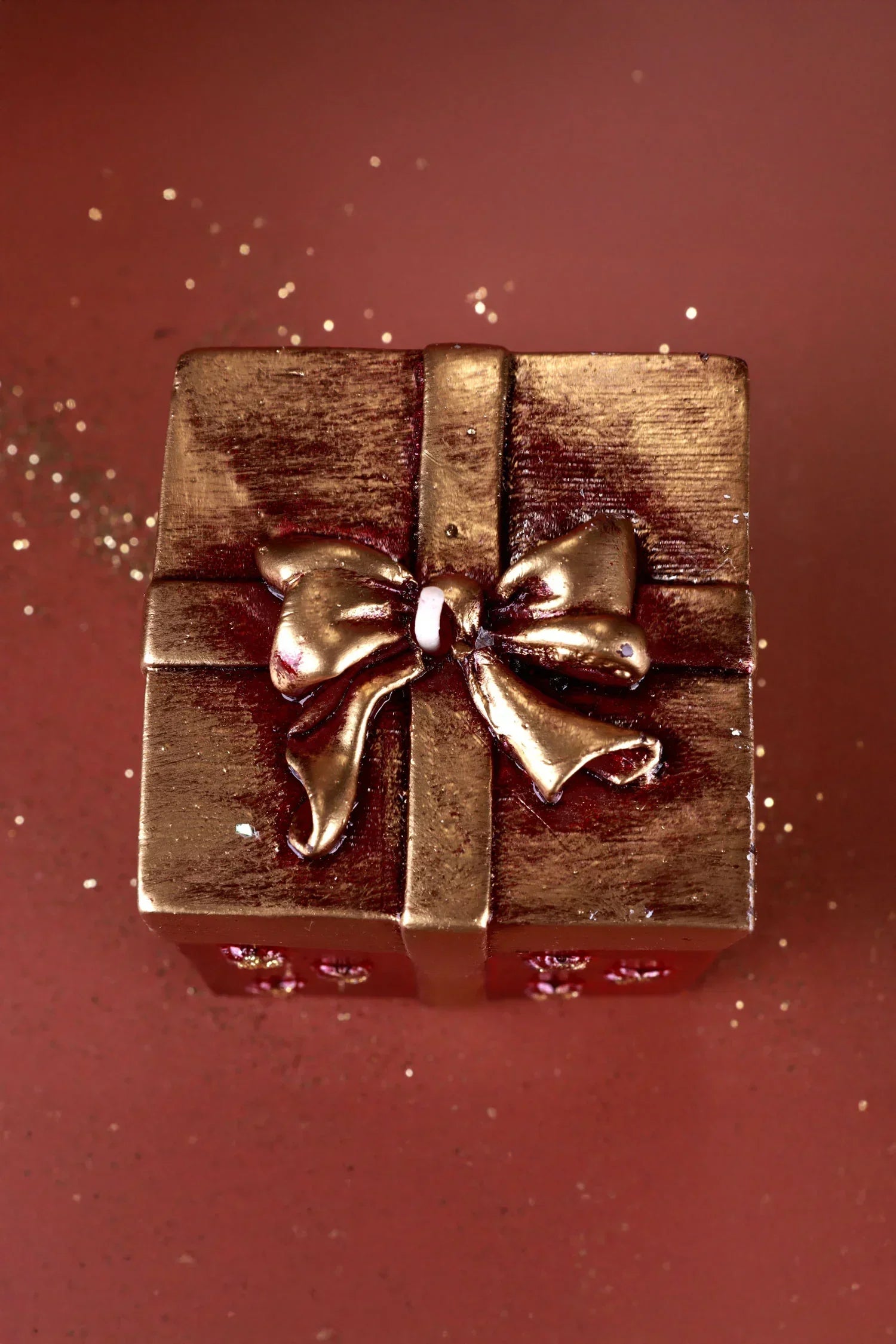 Gift Box Celebration Candle in Holiday Red Midnight Blue or Soft White — view 8, G Decor