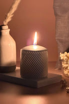 Opulent Silver Swirl Pillar Candle — alternate view, G Decor