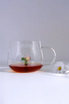 Personalised Monogram Glass Mug with 3D Floral Letter A to Z — lifestyle view, G Decor