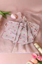 Set of 2 or 5 Blossom Reusable Linen Gift Bag Favour Pouches — alternate view, G Decor