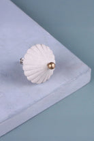 Belle Ombrelle Scalloped Flower Ceramic Cabinet Knob in Cream and Pink — view 5, G Decor