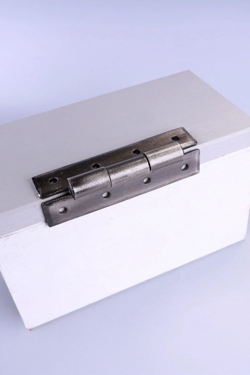 Pair of Hand-Forged Iron H Hinges in Pewter Finish