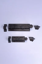Hand-Forged Hammered Iron Sliding Door Bolt, Beeswax — alternate view, G Decor