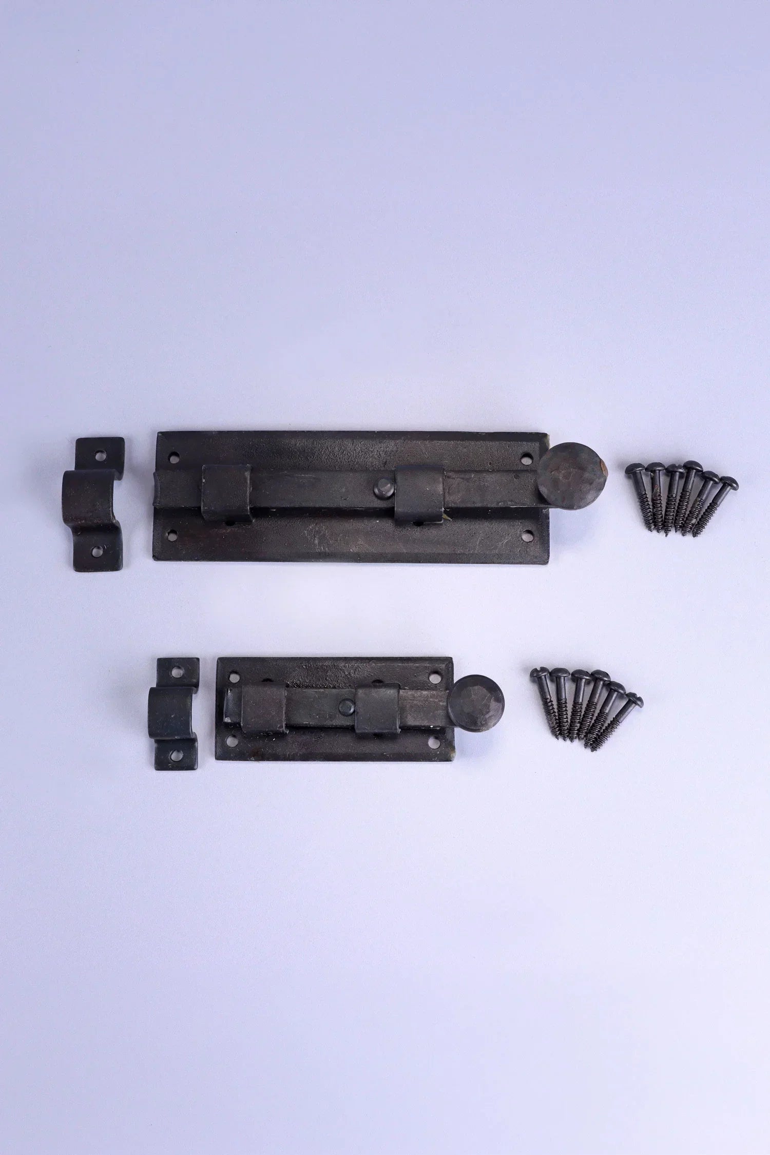 Hand-Forged Hammered Iron Sliding Door Bolt, Beeswax — alternate view, G Decor