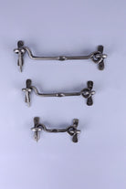 Hand-Forged Hook and Eye Cabin Fastener, Pewter — close-up view, G Decor