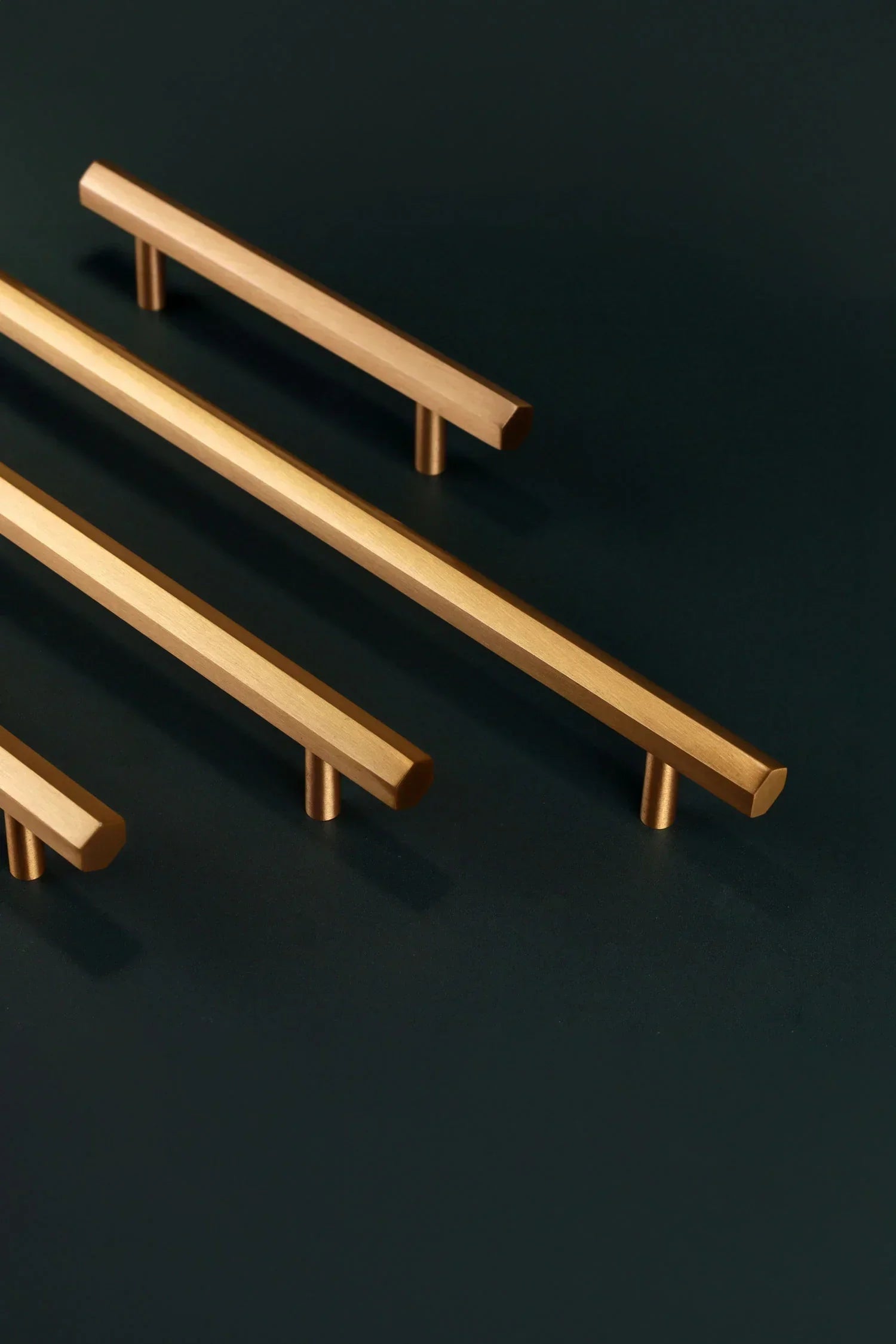 Belgravia Hexagonal Brass Bar Pull Handle in Satin Brass — alternate view, G Decor
