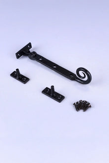 Hand-Forged Monkey Tail Adjustable Window Stay in Black Finish
