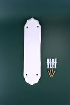 Classic White Ceramic Door Finger Push Plate with Brass Fixings — alternate view, G Decor