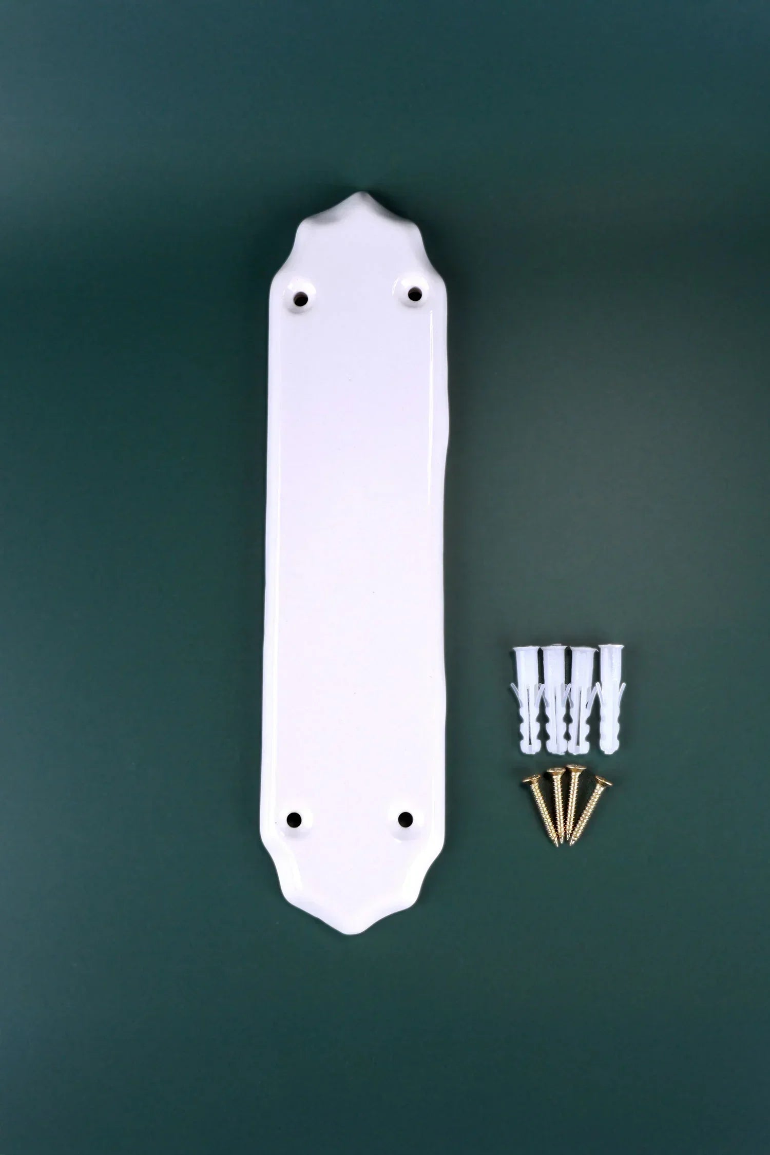 Classic White Ceramic Door Finger Push Plate with Brass Fixings — alternate view, G Decor