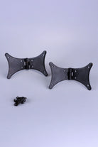 Pair of Hand-Forged Iron Butterfly Hinges, Beeswax — view 5, G Decor