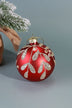 Holiday Red Hand-Painted Glass Christmas Baubles with Glitter Leaf — lifestyle view, G Decor