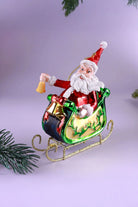 On the Way Santa in Sleigh Large Handcrafted Glass Christmas Bauble — alternate view, G Decor