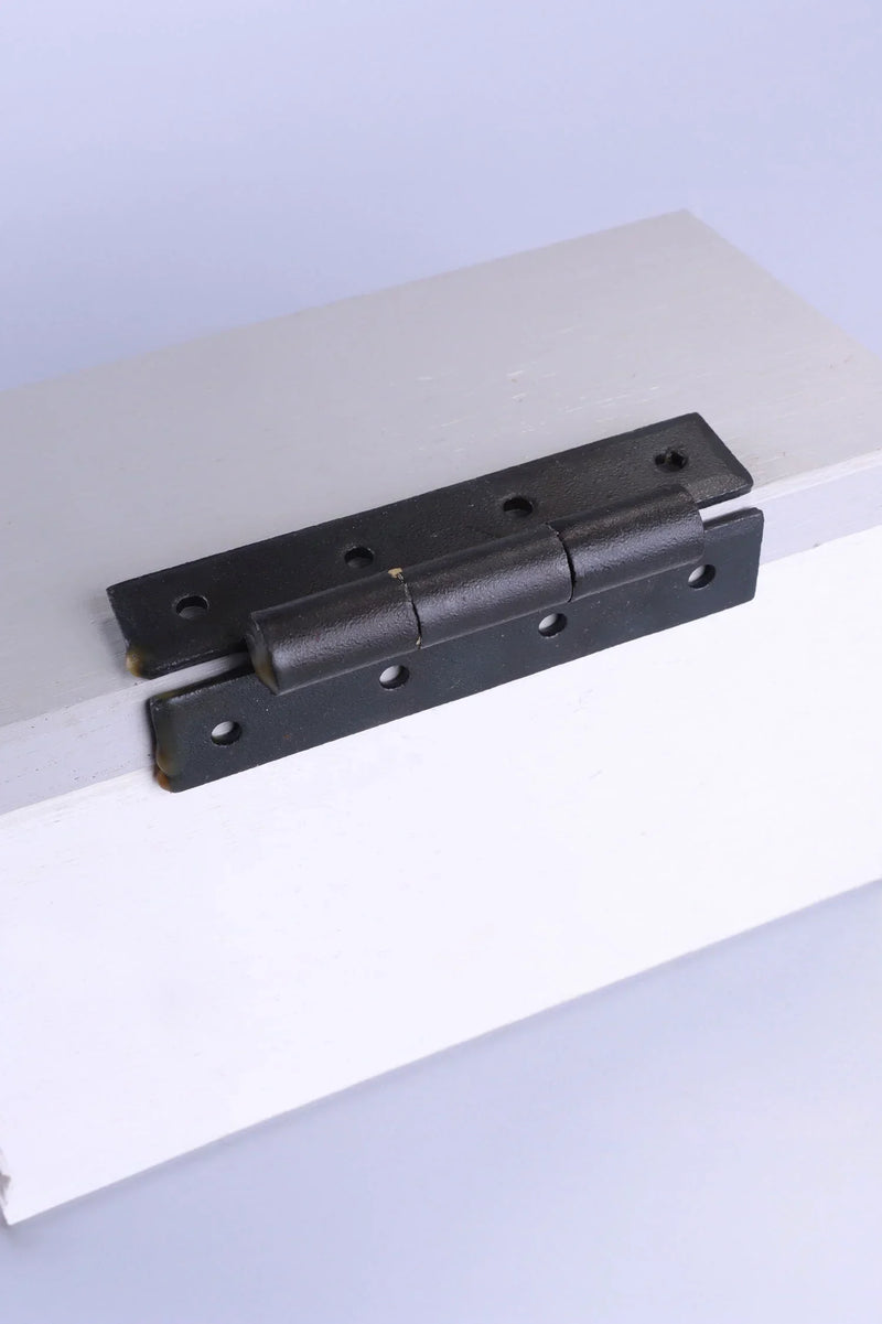 Pair of Hand-Forged Iron H Hinges in Beeswax Finish