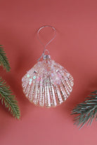 Under the Sea Iridescent Sequin Glass Shell Christmas Bauble — close-up view, G Decor