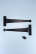9″ 12″ or 18″ Pair of Hand-Forged Coinbase T Hinges in Black Finish — lifestyle view, G Decor