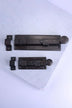 Hand-Forged Hammered Iron Sliding Door Bolt, Beeswax — close-up view, G Decor