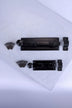 Hand-Forged Hammered Iron Sliding Door Bolt, Black — close-up view, G Decor