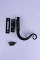 Hand Forged Monkey Tail Window Fastener Set Traditional Black Shutter Latch