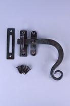 Hand-Forged Monkey Tail Window Fastener, Beeswax — lifestyle view, G Decor