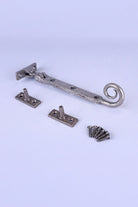 Hand-Forged Monkey Tail Window Stay, Pewter — lifestyle view, G Decor