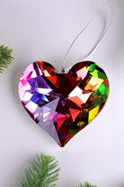 Large Faceted Crystal Glass Heart Christmas Hanging Decoration — lifestyle view, G Decor