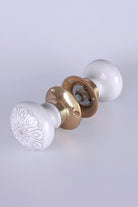 Success Porcelain Mortice Door Knobs with Brass Base — close-up view, G Decor